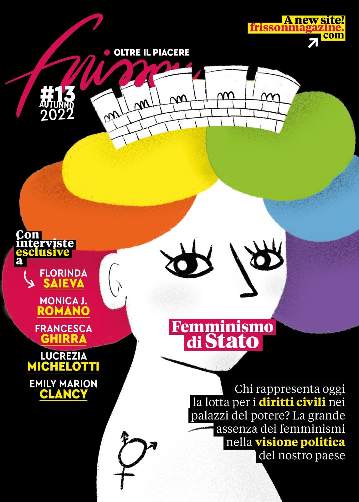 cover di Frisson n.13 con illustrazione dell'italia turrita rainbow