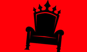 illustrazione di trono nero vettoriale sfondo rosso